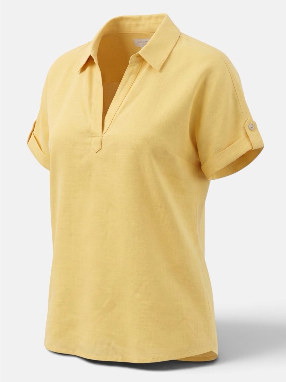 Martha Stewart Women's Yellow Short-Sleeve Polo Blouse